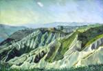 calanchi landscape oil painting appennini in the summer